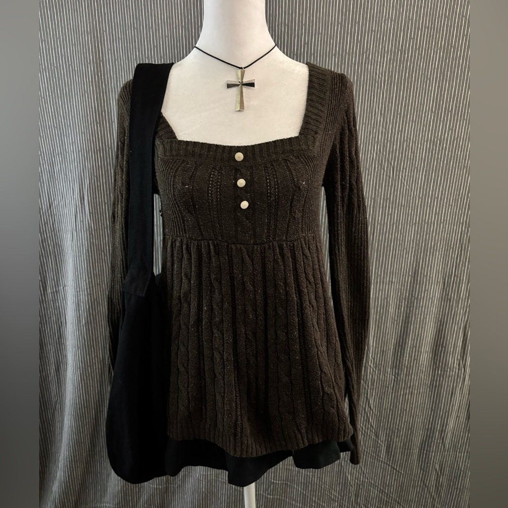 Mossimo brown babydoll sweater